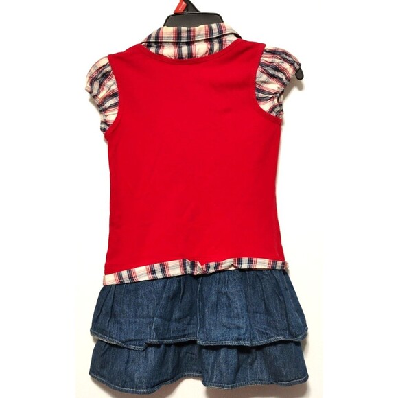 FADED GLORY SIZE 6-6X GIRLS DRESS Red White Blue AND DENIM SKIRT Ruffles - Picture 4 of 4
